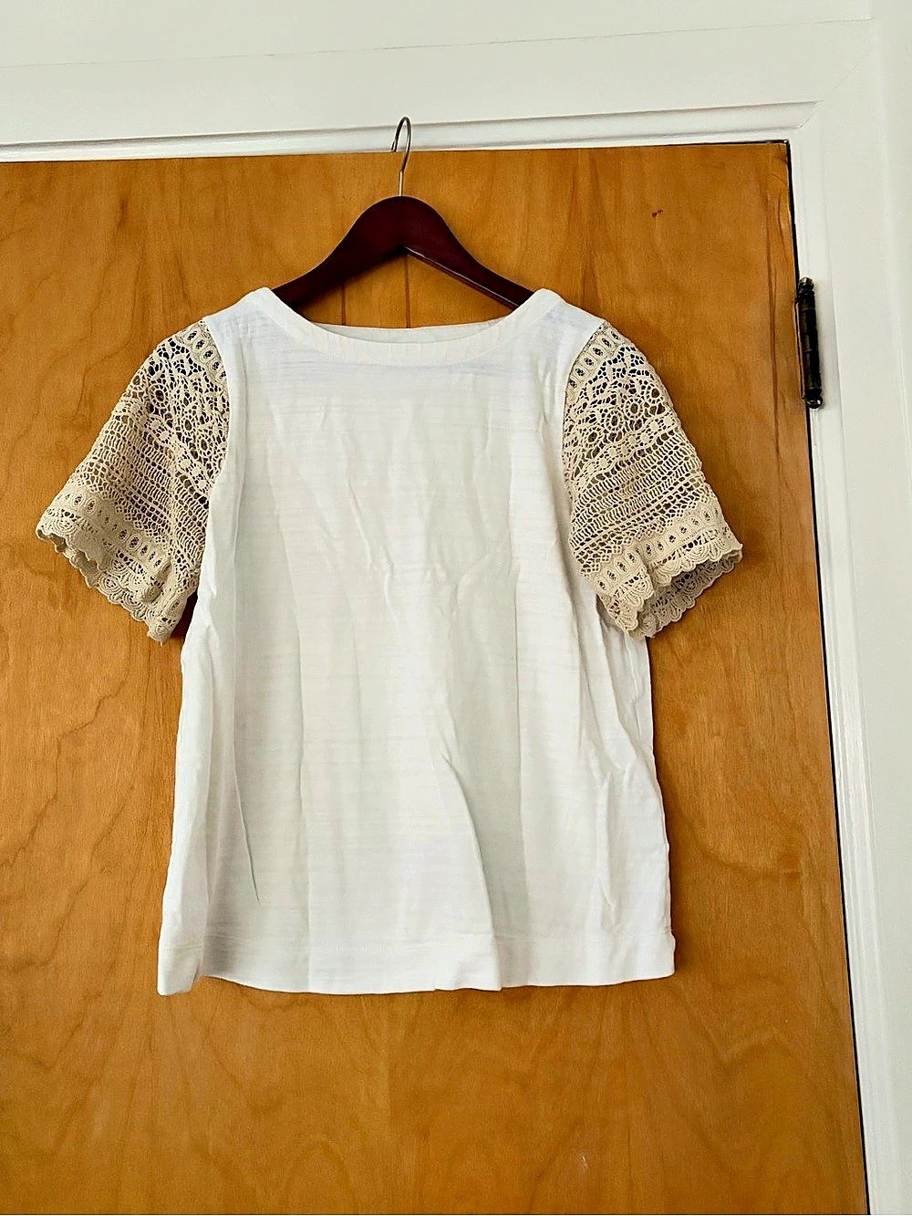 J.jill Lace Sleeve Top in White Size Small Like New